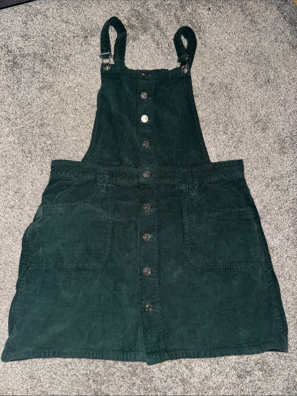 PacSun Dark Green Corduroy Button-Front Pinafore